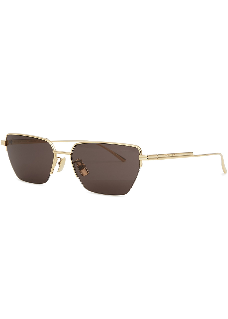 BOTTEGA VENETA Gold-tone aviator-style sunglasses | Harvey Nichols