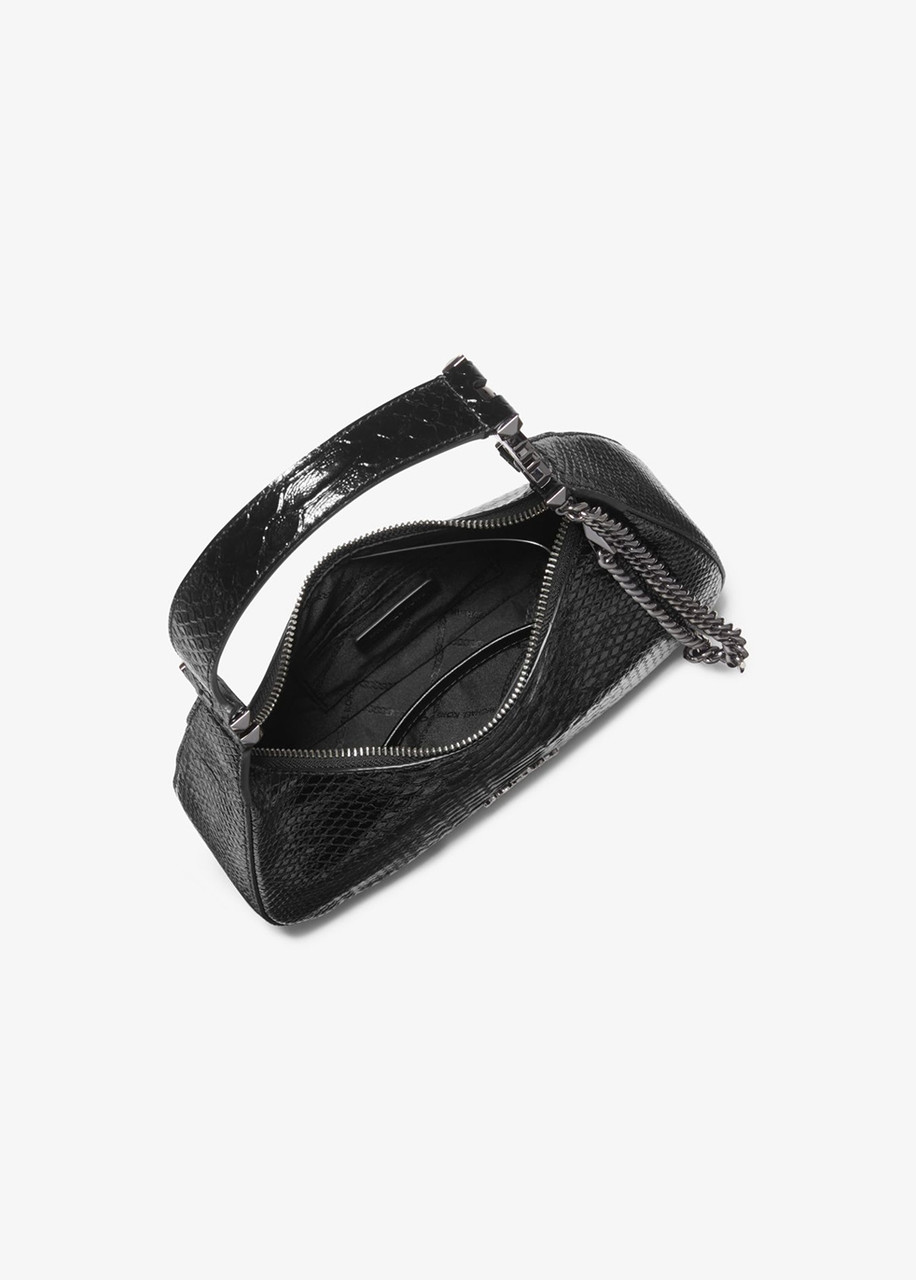 Piper Small Metallic Snake Embossed Leather Shoulder Bag