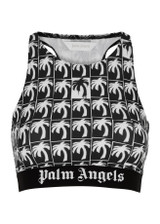 White Jacquard Bra by Palm Angels on Sale