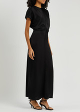 TOTEME Gathered hammered silk-satin maxi dress