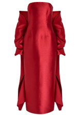 SOLACE LONDON Renee strapless stole faille maxi dress | Harvey Nichols