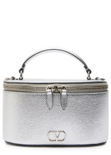 VALENTINO GARAVANI VLogo metallic grained leather vanity case bag
