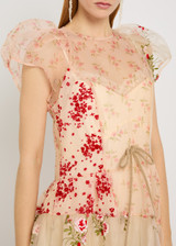 SIMONE ROCHA Patchwork floral tulle midi dress | Harvey Nichols
