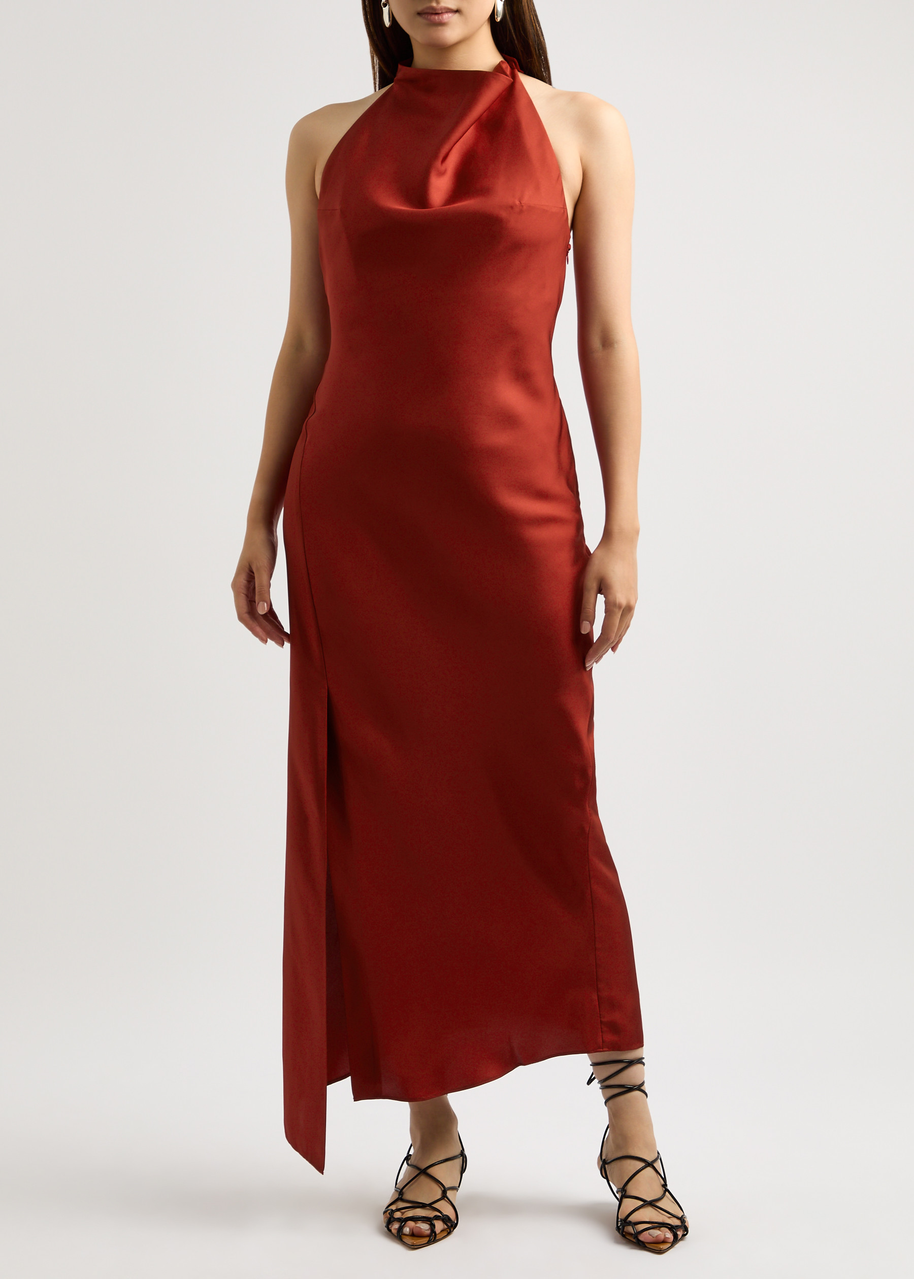 ROHE Halterneck silk-satin maxi dress