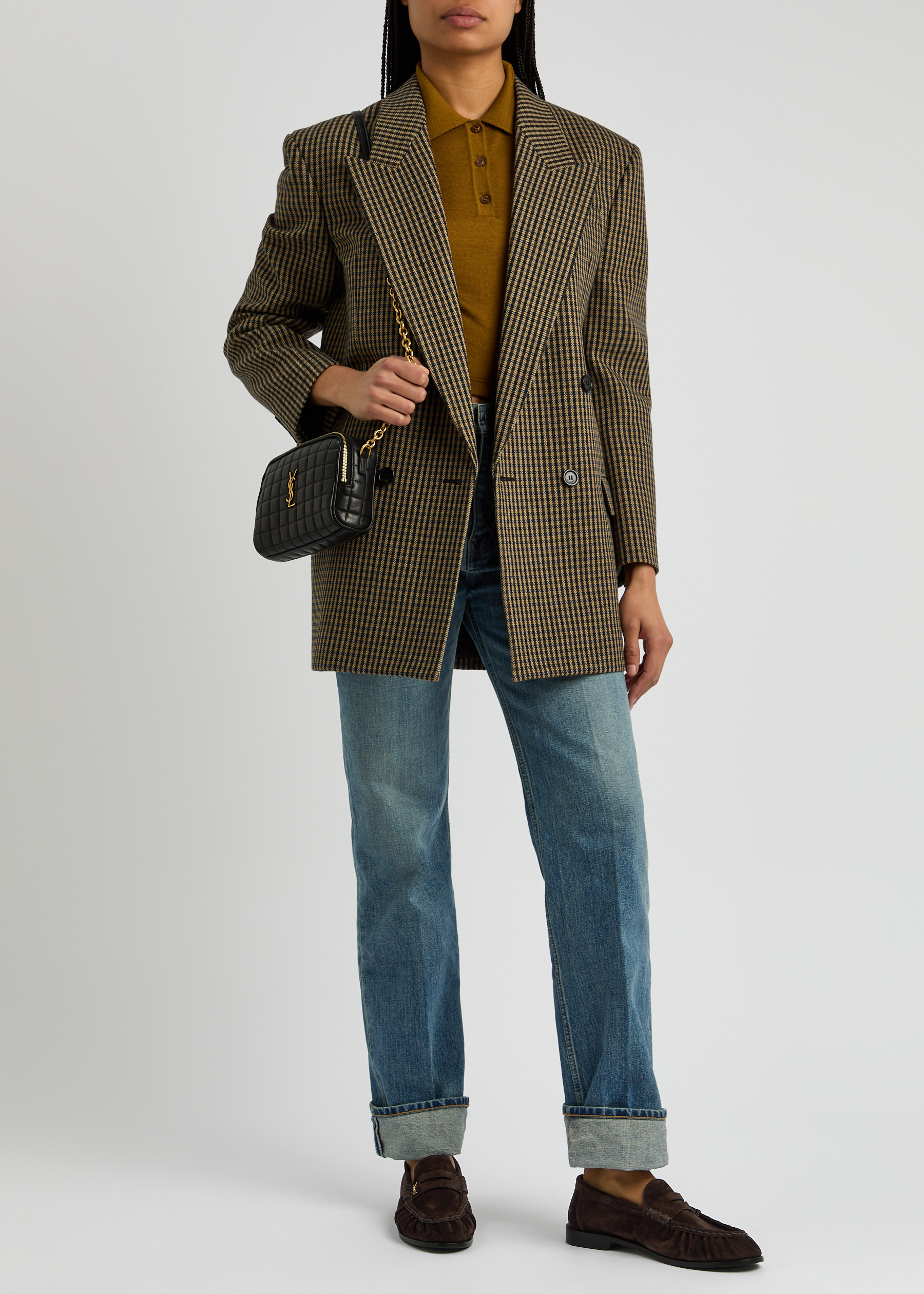 0040~Suede Loafers with Embroidered Logo