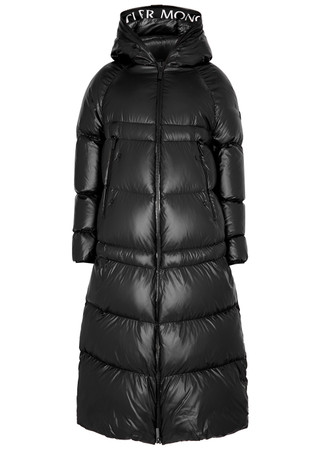 h*a様 MONCLER LIN Long nylon coat MONCLER Chanon black quilted shell coat | Harvey Nichols