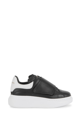 ALEXANDER MCQUEEN KIDS Oversized black leather sneakers Harvey