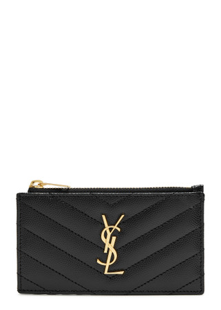 ★Saint Laurent★ Signature Logo Card Holder Black 3759460U9 SAINT LAURENT Logo quilted leather card holder | Harvey Nichols
