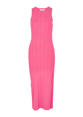 Lagoon Solid Rib Knit Midi Dress - Pink