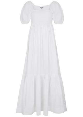 GANNI Cotton-poplin maxi dress | Harvey Nichols