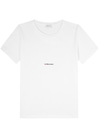 SAINT LAURENT Logo-print cotton T-shirt | Harvey Nichols