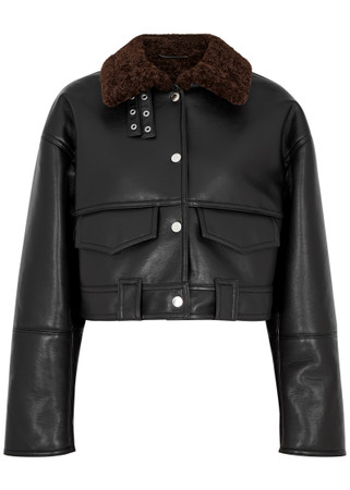 NANUSHKA Karla cropped faux leather jacket | Harvey Nichols