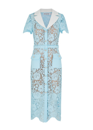 SELF-PORTRAIT Belted guipure lace midi dress | Harvey Nichols