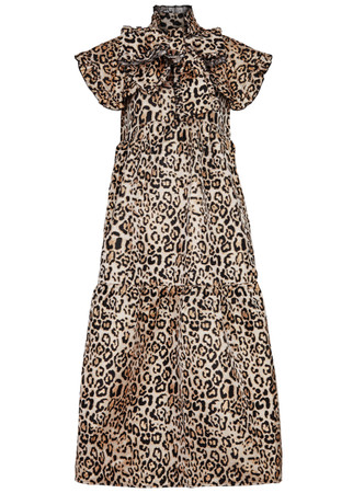 Metallic Leopard Clip Jacquard Dress