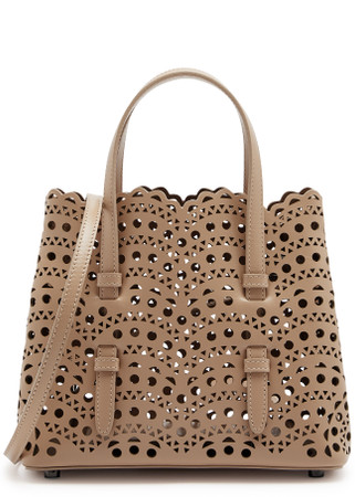ALAÏA Mina 20 laser-cut leather top handle bag | Harvey Nichols