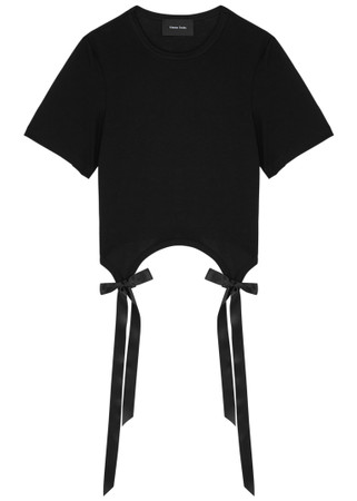 SIMONE ROCHA Bow-embellished cotton T-shirt | Harvey Nichols