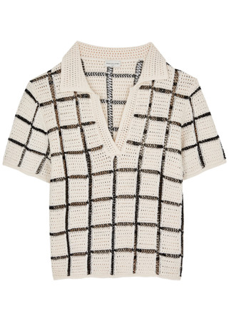 DRIES VAN NOTEN Tiramisu checked crochet polo shirt | Harvey Nichols