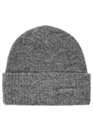 GANNI Logo-embroidered knitted beanie | Harvey Nichols