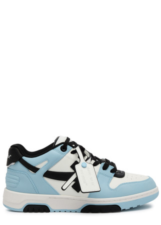 white and blue off white sneakers
