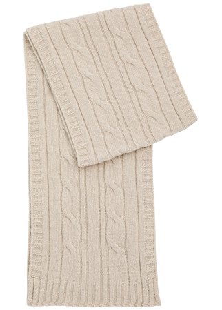 JOHN SMEDLEY Wooton cable-knit cashmere-blend scarf | Harvey