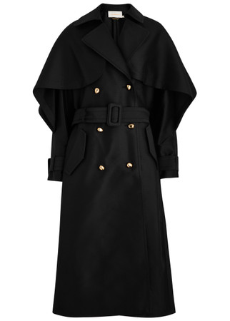 amel cape layered 2way coat ブラック ZIMMERMANN Cape wool-blend trench coat | Harvey Nichols