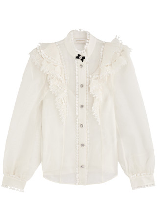 ZIMMERMANN Crush ruffled linen-blend shirt | Harvey Nichols
