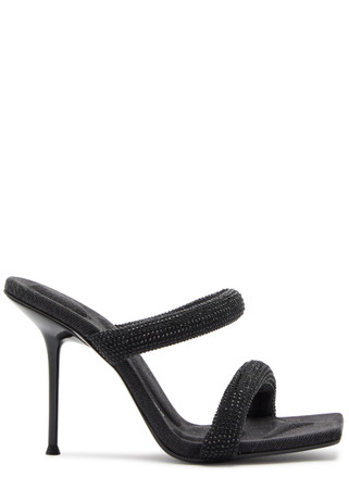 ALEXANDER WANG Julie 105 crystal-embellished tubular denim sandals