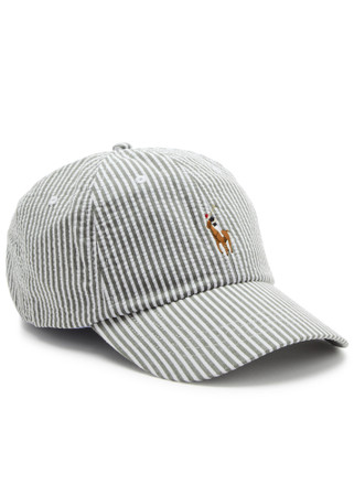 POLO RALPH LAUREN Logo striped seersucker cap | Harvey Nichols