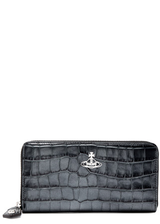 ★Vivienne Westwood★ Vivienne Westwood ORB Crocodile Patter Vivienne Westwood Mini Chain Shoulder Bag Black Gold Orb
