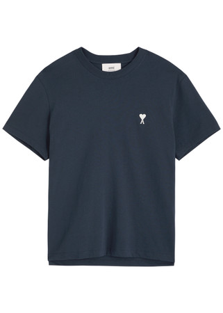 ★AMI PARIS★ Paris Logo Patch Short Sleeve T-Shirt Navy UTS 31391_NAVY_1__08337.1741791299