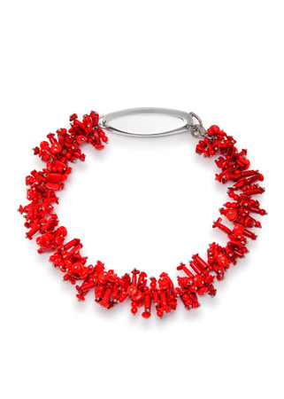 アクセサリーその他 DRIES VAN NOTEN 'Embroidered Scarf' necklace Red Embellished pendant necklace in red - Dries Van Noten