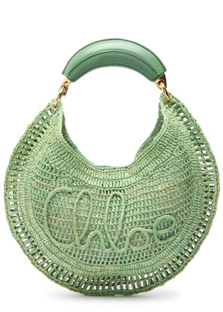 CHLOE Summer Banana logo raffia shoulder bag | Harvey Nichols