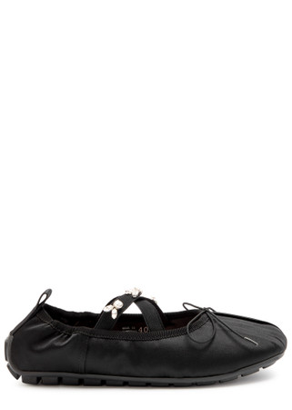 SIMONE ROCHA Embellished Ballerina Grip satin flats | Harvey