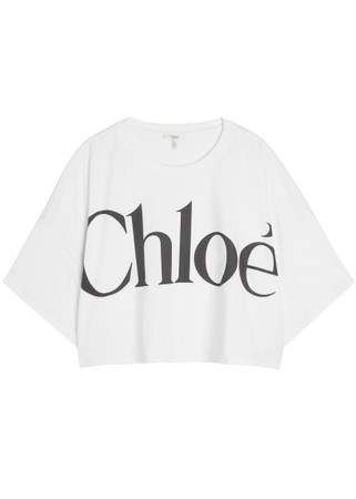 CHLOE Logo-printed cotton T-shirt | Harvey Nichols