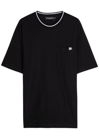 DOLCE & GABBANA Logo-embroidered piqué cotton T-shirt | Harvey Nichols