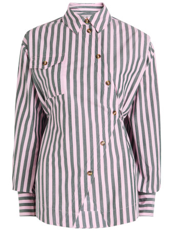 DAMSON MADDER Lux striped asymmetric cotton-poplin shirt Harvey