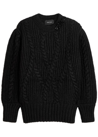 SIMONE ROCHA Embellished cable-knit alpaca-blend jumper | Harvey