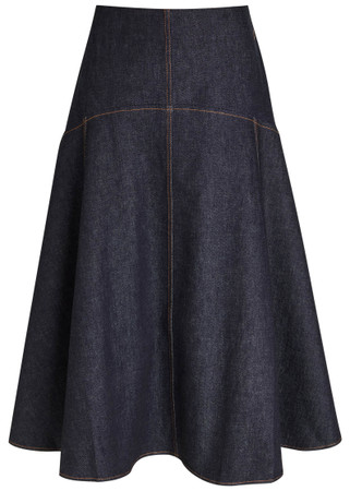 JACQUEMUS La Triangle de-Nîmes panelled midi skirt | Harvey Nichols