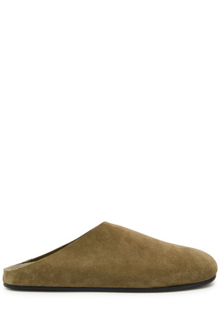 THE ROW Hudson suede sliders | Harvey Nichols