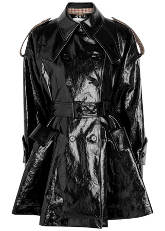 CHLOE Houndstooth-trimmed coated linen trench coat | Harvey Nichols