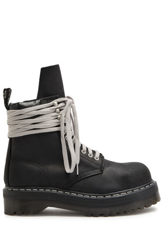【UK8】Rick Owens × Dr. Martens Steel Toe RICK OWENS X Dr. Martens Steel Toe Quad leather boots | Harvey Nichols