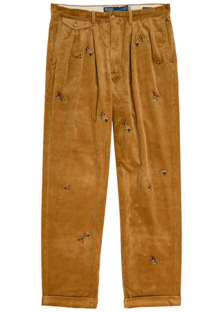 POLO RALPH LAUREN The Whiteman duck-embroidered corduroy trousers