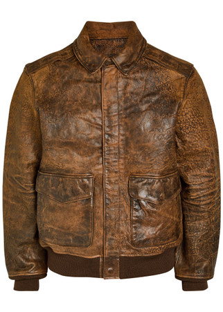 POLO RALPH LAUREN Textured leather flight bomber jacket | Harvey