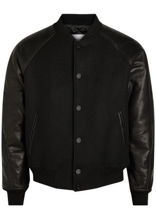 GIVENCHY Logo-appliquéd leather and wool bomber jacket | Harvey