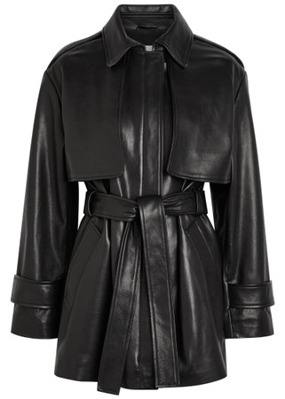 NOUR HAMMOUR Priya belted leather jacket | Harvey Nichols
