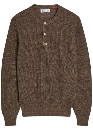 BRUNELLO CUCINELLI Ribbed-knit linen and cotton-blend jumper