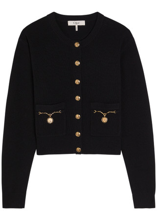 CHLOE Embellished-pocket wool and cashmere-blend cardigan | Harvey