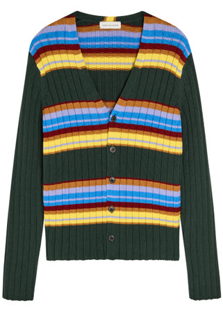 DRIES VAN NOTEN Modify striped cotton and wool-blend cardigan