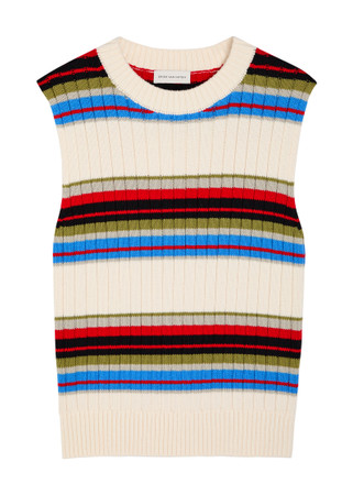 DRIES VAN NOTEN Mosaic striped cotton and wool-blend vest | Harvey