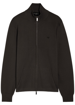 EMPORIO ARMANI Logo-embroidered fine-knit jumper | Harvey Nichols